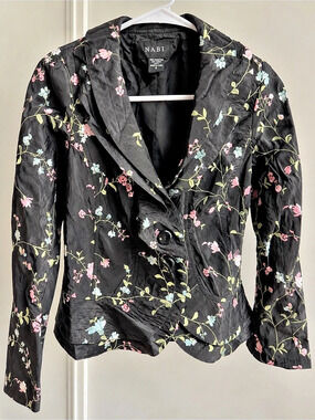 NABI Floral Black & Pink Blazer